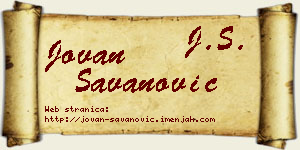 Jovan Savanović vizit kartica